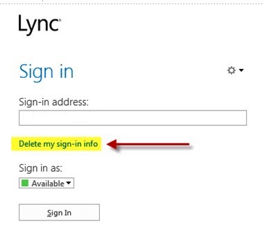 Delete Sign-In Info Lync