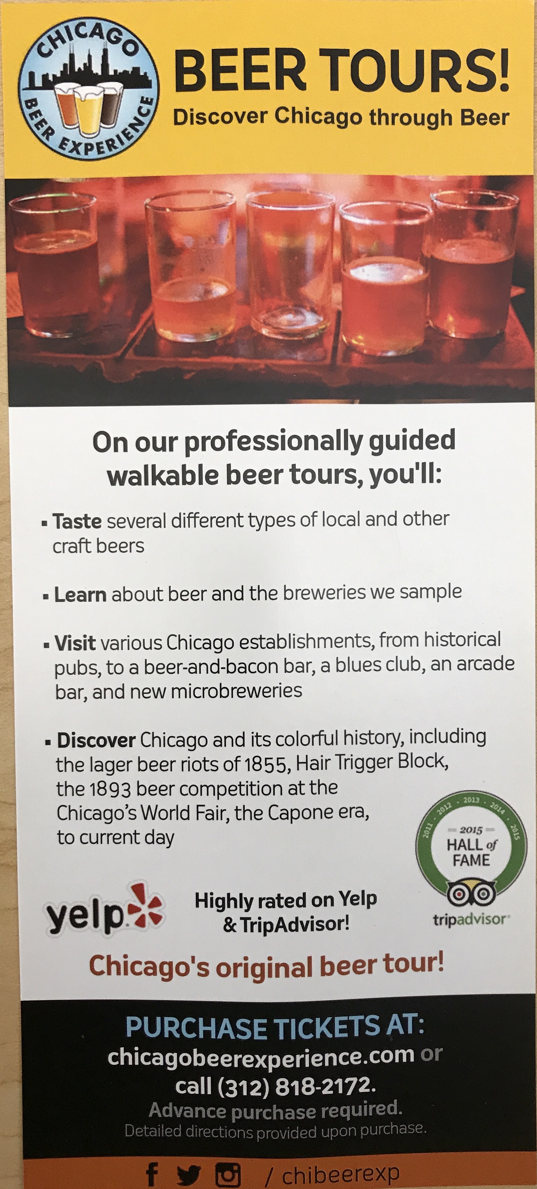 Chicago beer tours infromation pamphlet 2