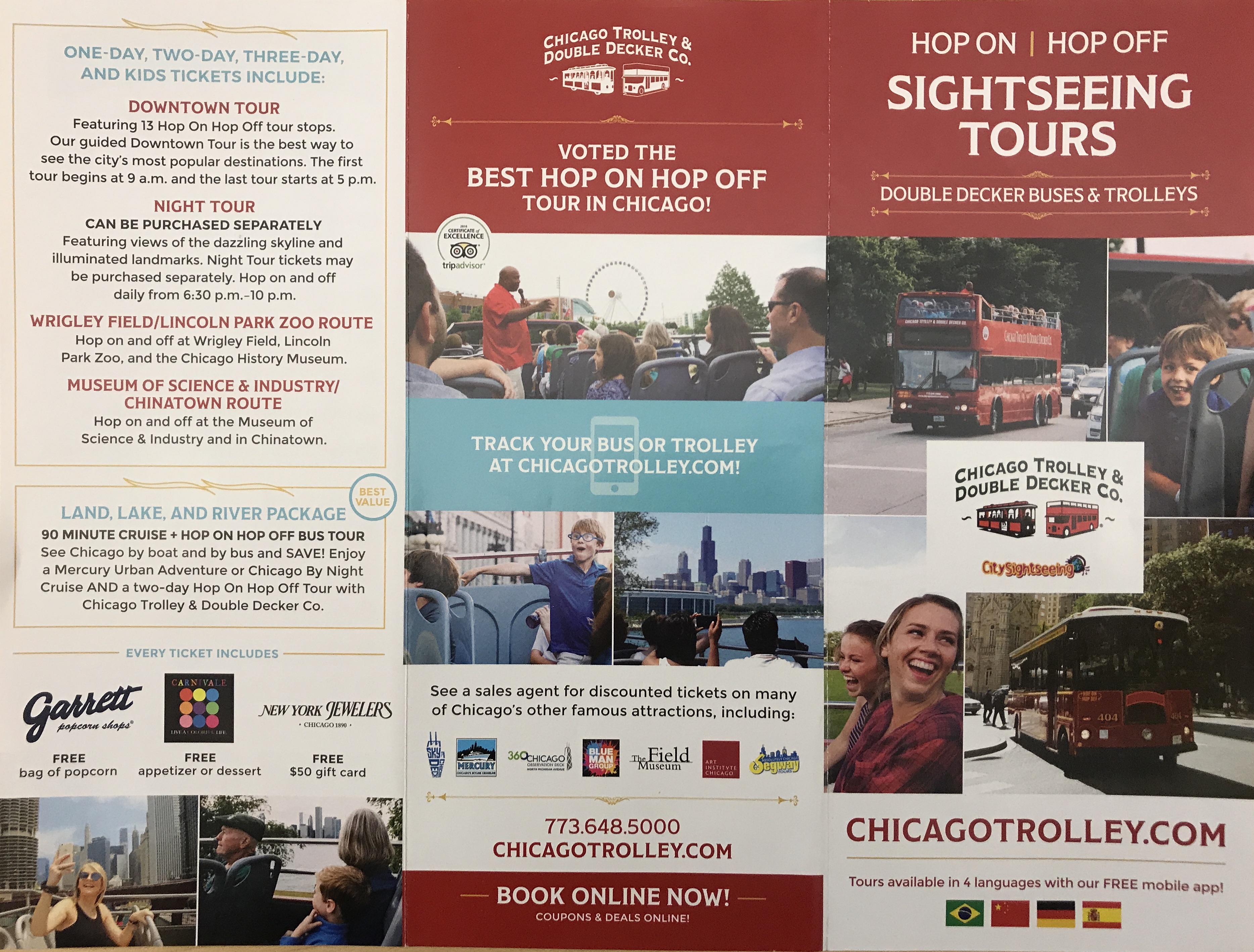 Chicago double decker and trolley tours Information pamphlet information 1