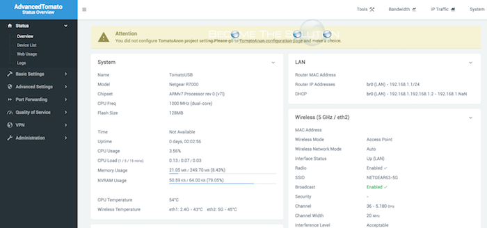 Netgear r7000 router tomato firmware web page