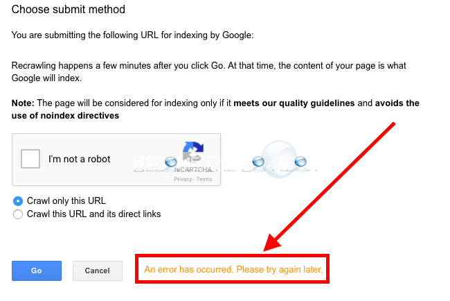 Fix: An Error Has Occurred Please Try Again – Google Webmaster