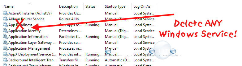 Delete Any Windows Service via Command Line