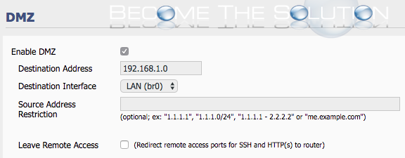 Router setup dmz ip address