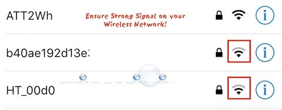 iPhone wireless connection strength