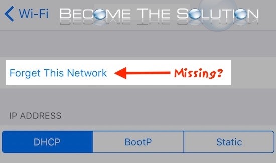 iPhone Forget Network is Missing