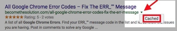 Google chrome search cached page