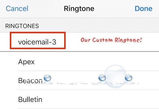 iTunes iphone custom ringtone set contact