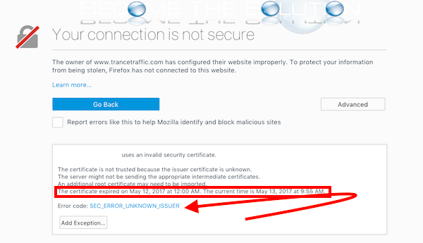 firefox your connection is not secure sec_error_unknown_issuer adguard