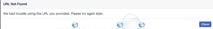 Facebook we had Trouble Using the URL you Provided URL Not Found