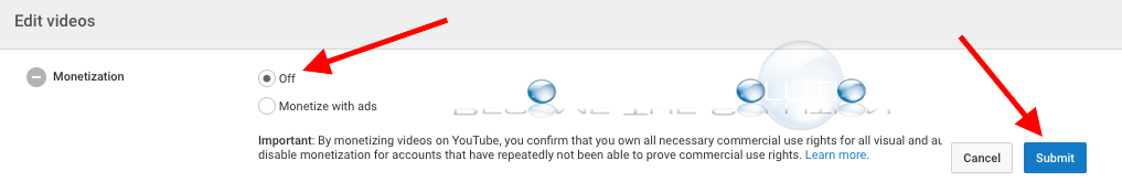 Youtube videos monetization off