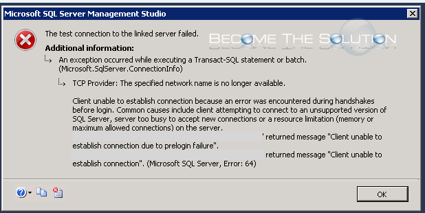 microsoft sql server error 64