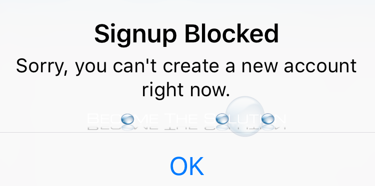 Instagram Signup Blocked Error