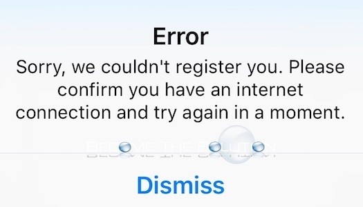 iPhone we couldnt register you error