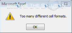 Too Many Different Cell Formats Excel
