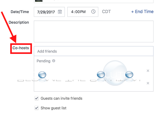 Facebook event co host admin