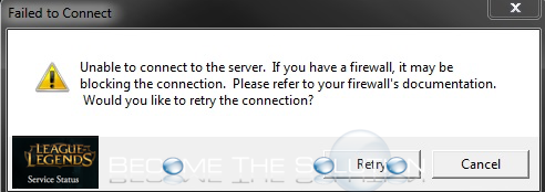 Unable to Connect to Server LOL League of Legends