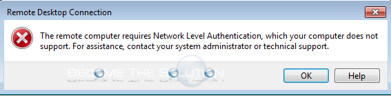 The Remote Computer Requires Network Level Authentication Windows