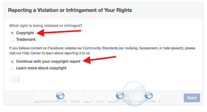 Facebook report copyright violation form