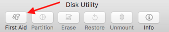 no first aid option for mac disk utilities