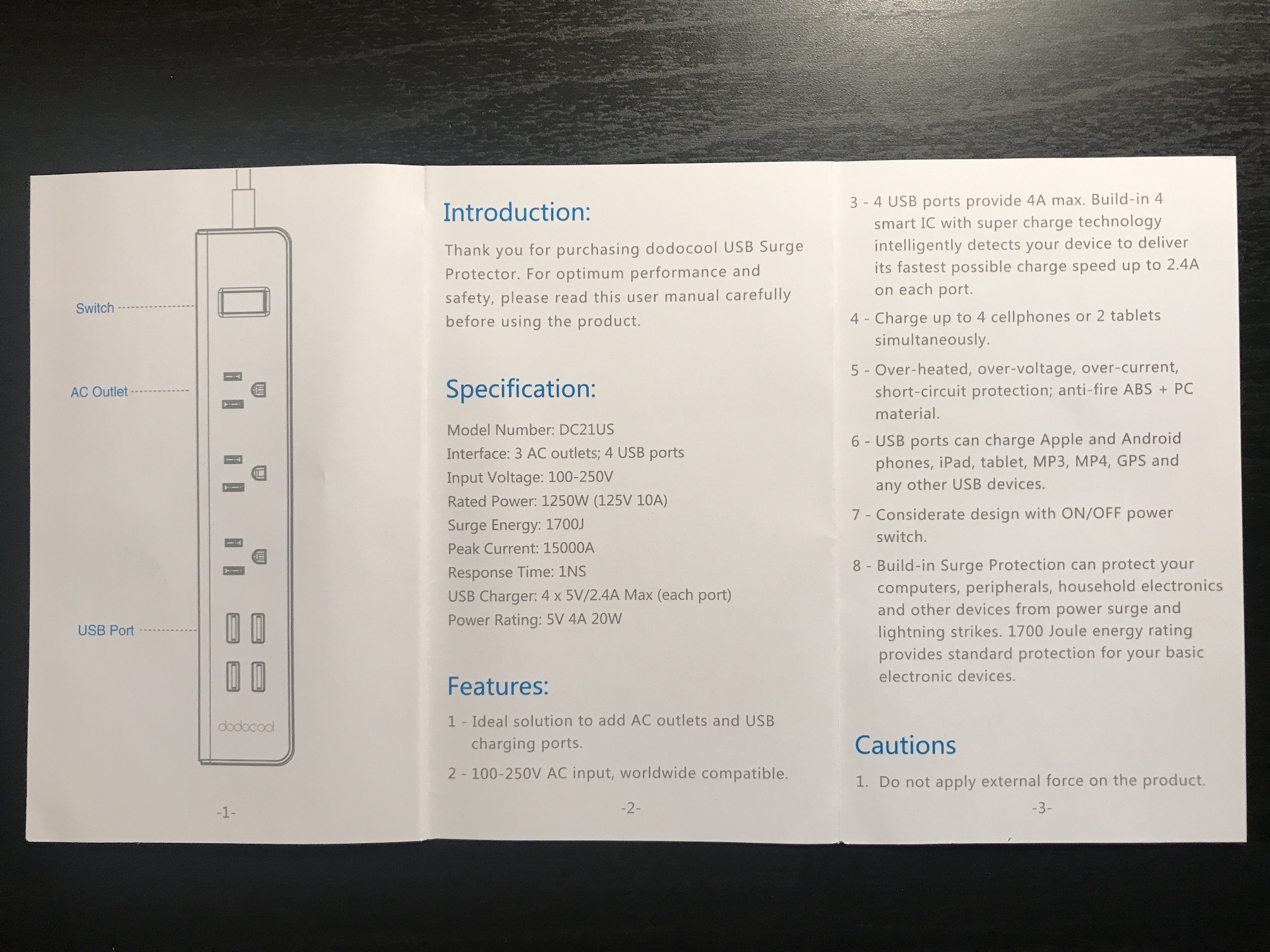 Review: Best USB Power Strip – Dodocool 4 USB Port and 3 AC Outlets