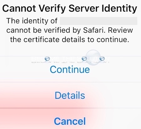 Cannot Verify Server Identity Safari iPhone