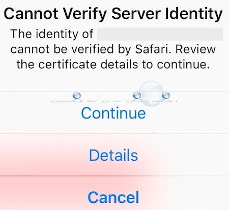 safari can't verify the identity
