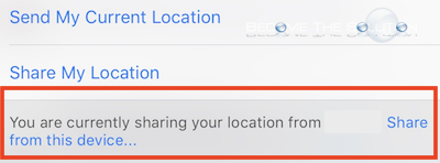 iMessage currently sharing your location from this device