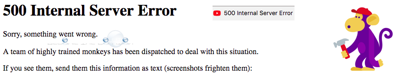 YouTube 500 Internal Server Error Fix
