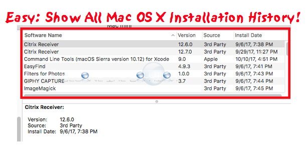 View Mac OS X Install History