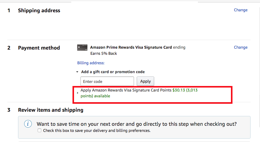 Amazon signature points balance