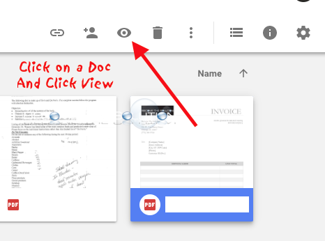 Google drive view button