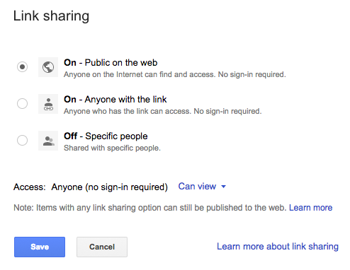 Google drive link sharing