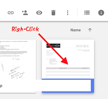 Google drive right-click