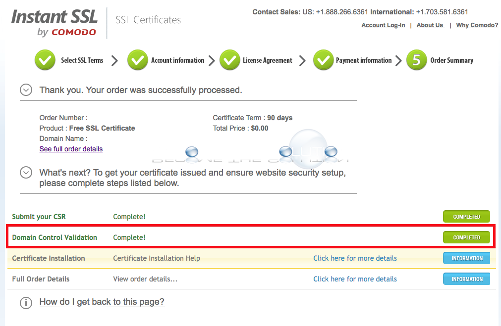 Instantssl comodo validate order checkout