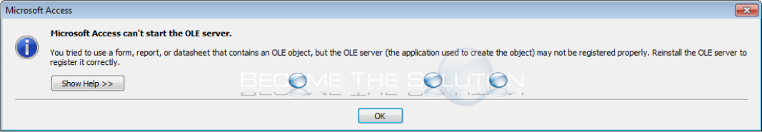 Fix: Microsoft Access Can’t Start the OLE Server.