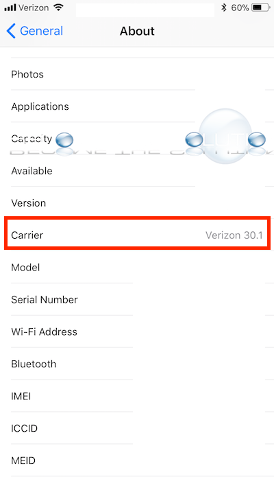 Iphone carrier settings version