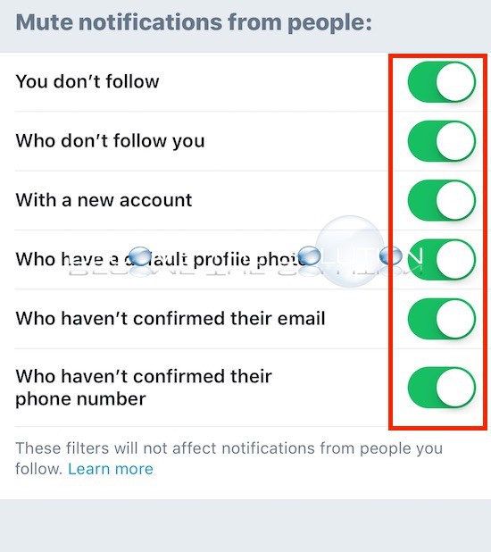 Twitter app advnaced filters notifications options