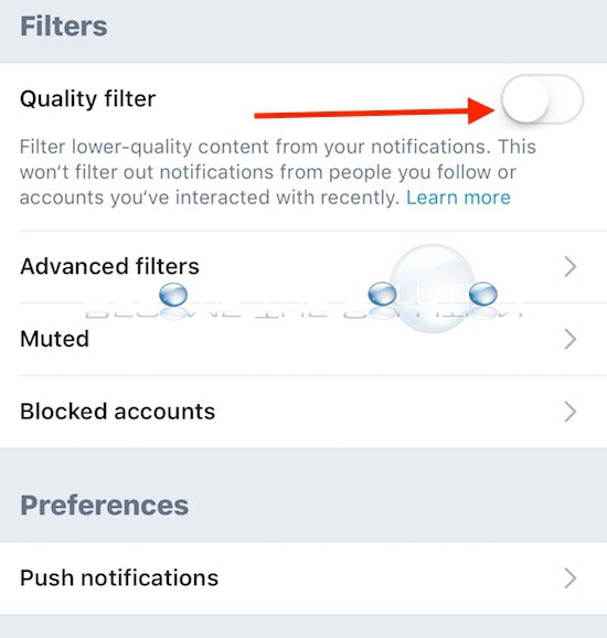 Twitter ios app notification options