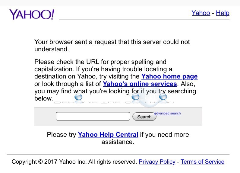 Your Browser Sent a Request That This Server Could Not Understand – Yahoo