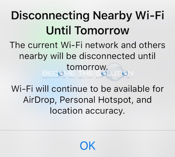 Why: Disconnecting Nearby Wi-Fi Until Tomorrow – iPhone Control Center
