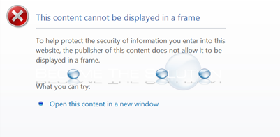 Fix: This Content Cannot Be Displayed in a Frame – Internet Explorer