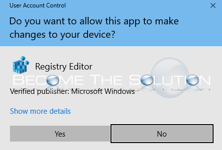 Windows uac regedit open yes