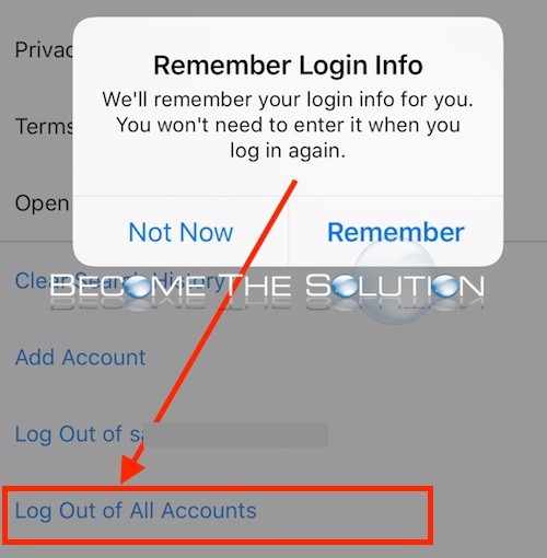 Instagram log out of all accounts remember login info