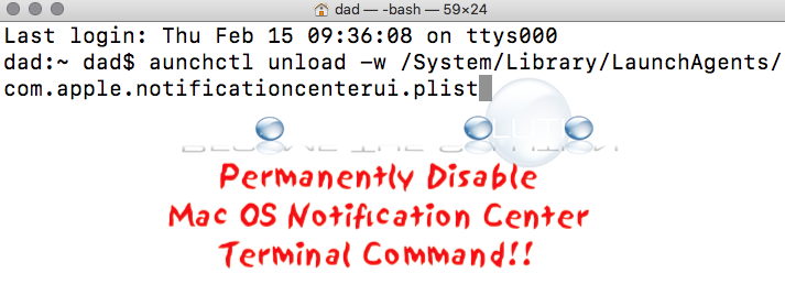 Disable: Mac Notification Center Permanently (Terminal Command)