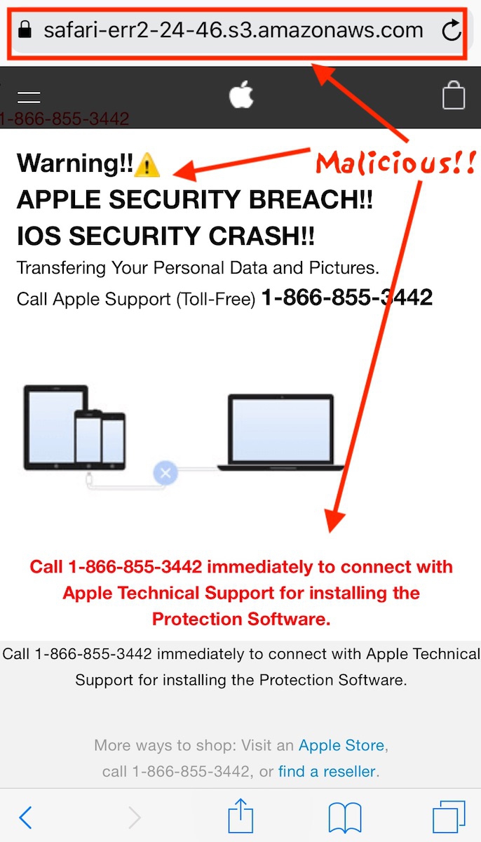Fix: Warning Virus Alert Call Apple – iPhone