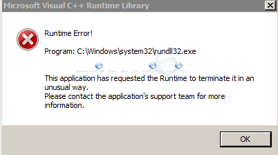 Fix: Runtime Error! Rundll32.exe (Application Has Requested Runtime to Terminate It)