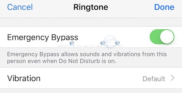 Iphone emergency bypass enable ringtone contact