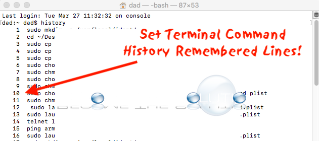 Easy: Set Mac Terminal Command History (Set How Many Lines Remembered)