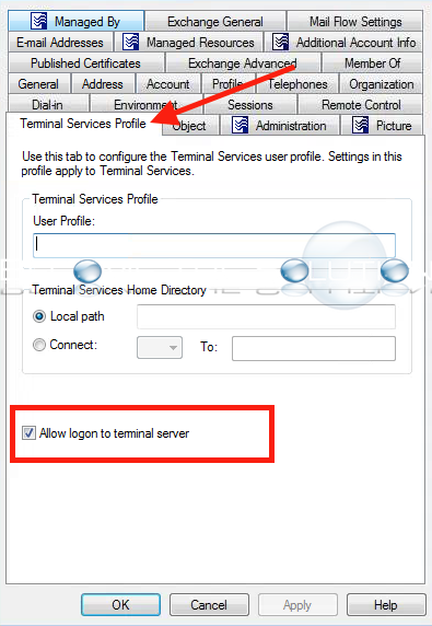 Active directory allow logon to terminal server