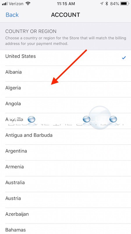 App store iphone country or region